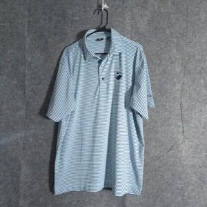 FootJoy Polo Shirt Mens XL Blue White Stripe Performance Golf Athletic FJ Sports